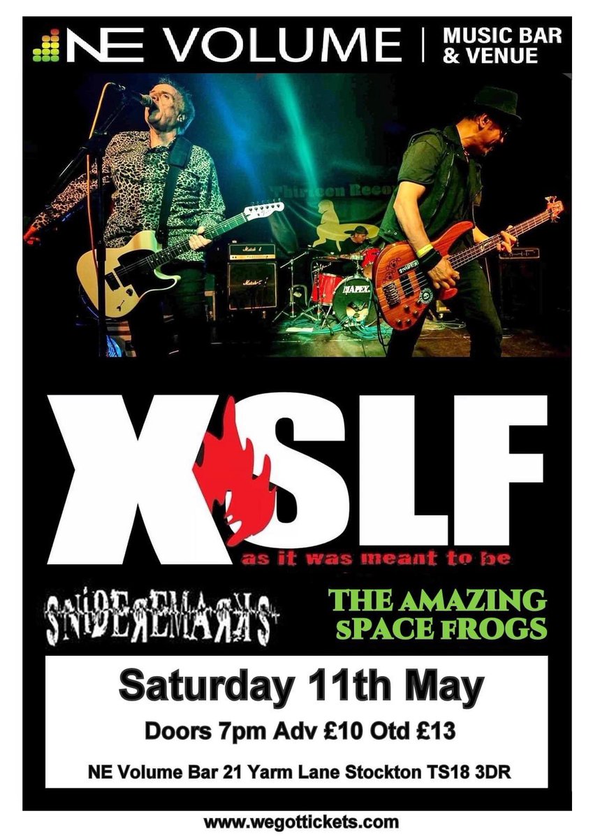 It's punk night on Sat as we welcome Henry Cluney from Stiff Little Fingers with his band, XSLF! Expect a high-energy show. Support comes from Teesside dirty rock 'n' roll band Snide Remarks and original 1977 punksters, The Amazing Spacefrogs. Tickets: wegottickets.com/event/607514/