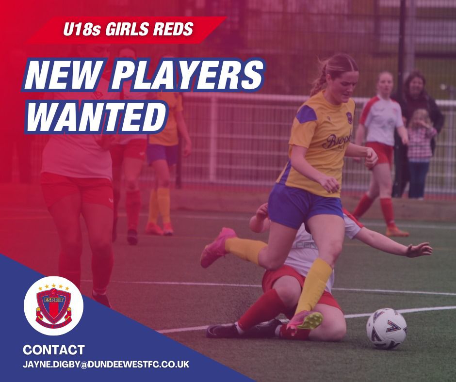 Our U18s Reds team are looking to add players born 2006-2008 to their talented squad! The team are looking to bolster their squad size as they aim to push on for a successful East Region Kelly Clark League campaign. 📧 jayne.digby@dundeewestct.co.uk for more info!