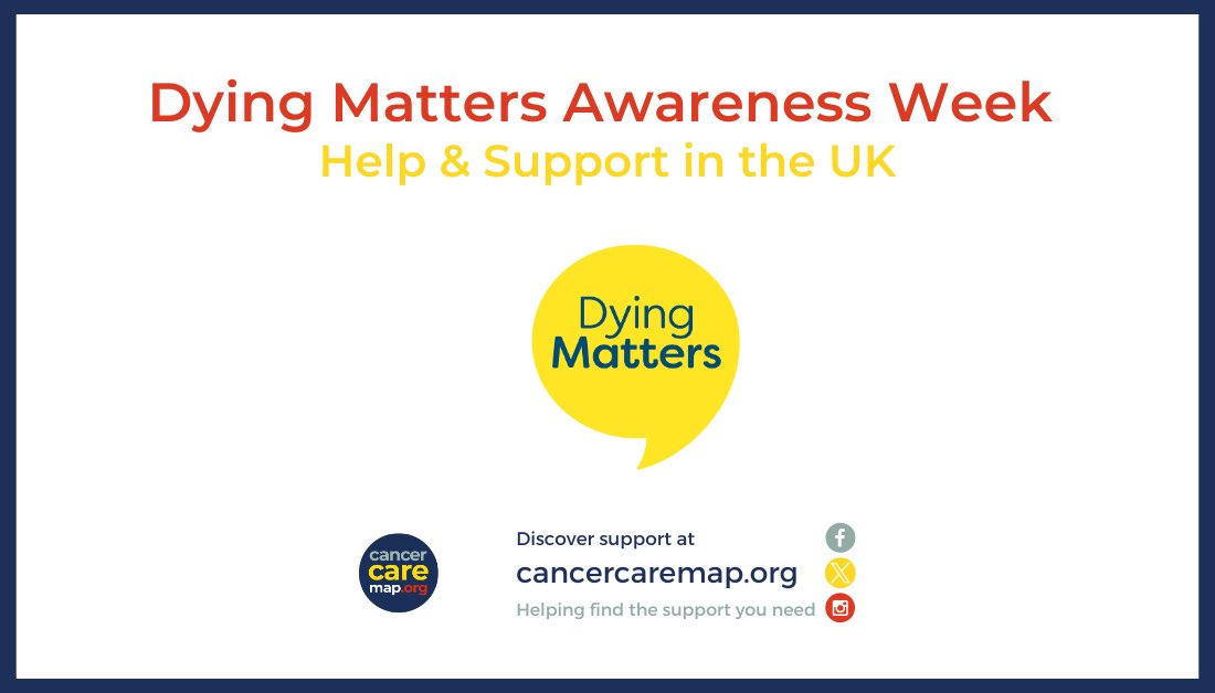 Having those difficult conversations with your loved ones or your workplace is never easy, but there are many organisations across the UK to help you. For #DyingMattersAwarenessWeek, we’re taking a look at some of the support available to those in the UK. cancercaremap.org/article/dying-…