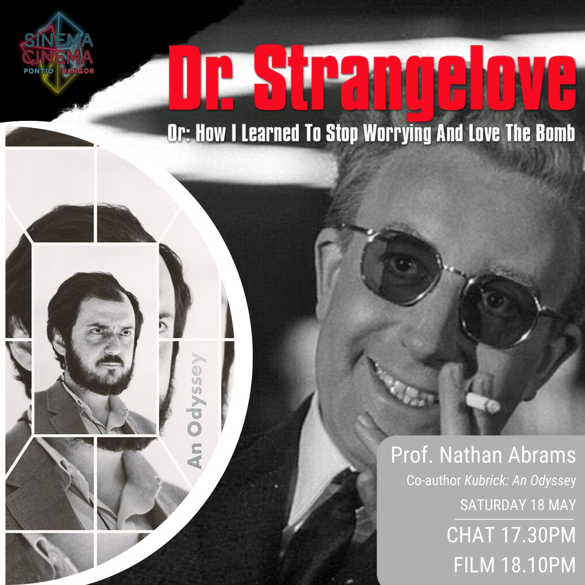Join us for a special screening of Stanley Kubrick's Dr.Strangelove and a conversation with @ndabrams about his latest book, Kubrick: An Odyssey. 🎟️shorturl.at/DGW49