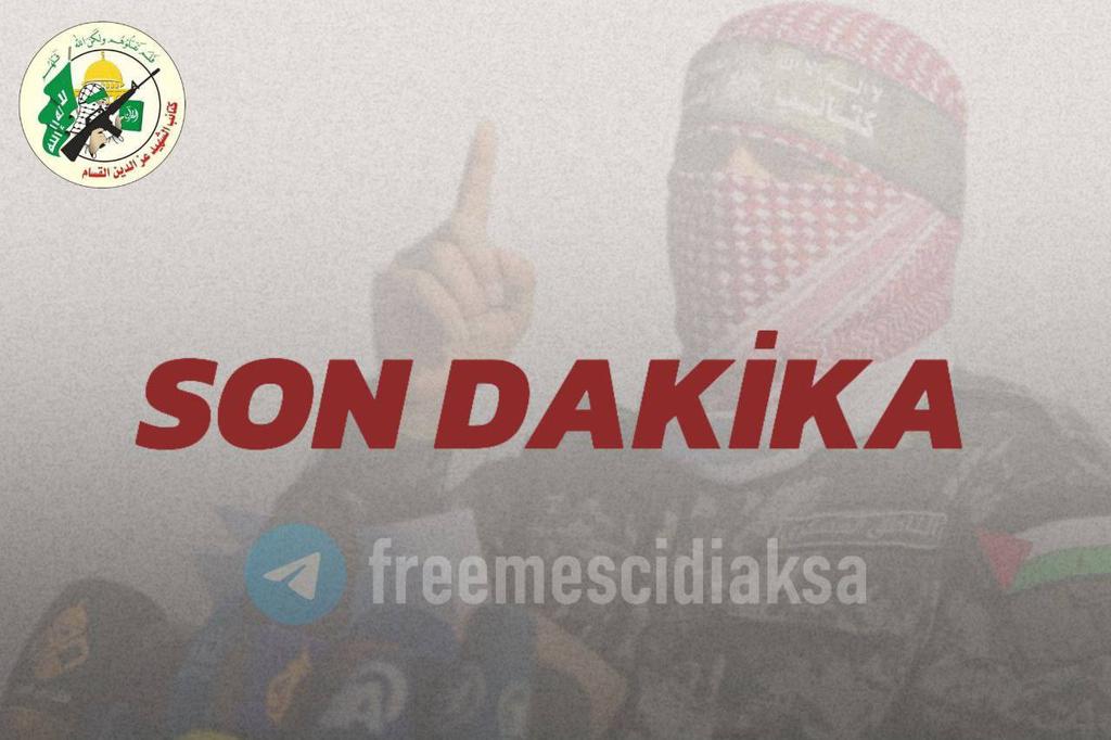 SON DAKİKA❗️

🔻Kassam Tugayları, Gazze Şeridi'nin güneyindeki Refah şehrinin doğusuna giren düşman kuvvetleriyle şiddetli çatışmalara giriyor.

Savaşta onları siz öldürmediniz, onları Allah öldürdü; (oku) attığında da sen atmadın, Allah attı; bunu da müminlere kendinden güzel
