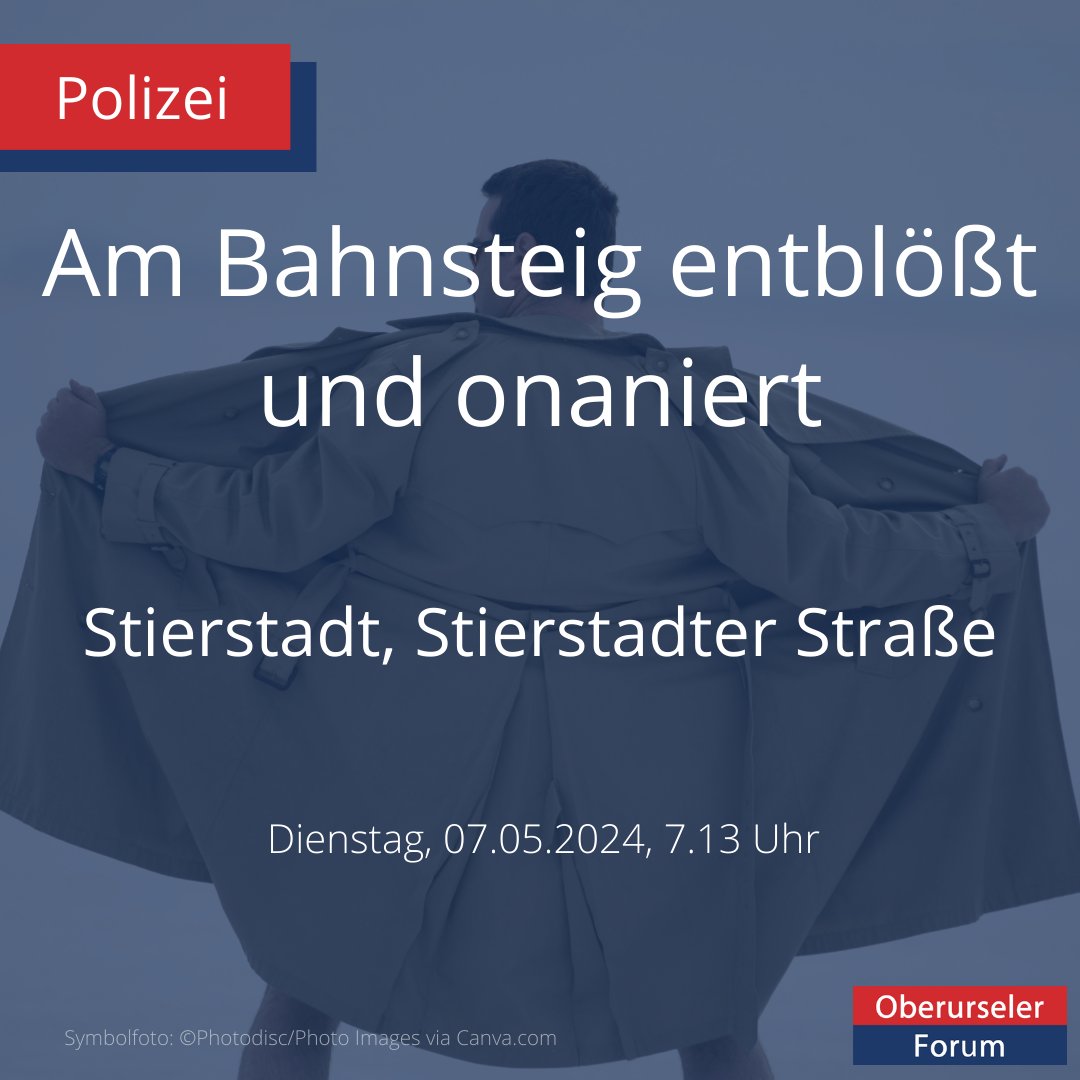 Am Bahnsteig entblößt und onaniert - Zeugen gesucht

Stierstadt, Stierstadter Straße, Dienstag, 07.05.2024, 7.13 Uhr

Infos: obu.li/ed9d

#Zeugensuche #Oberursel #Stierstadt