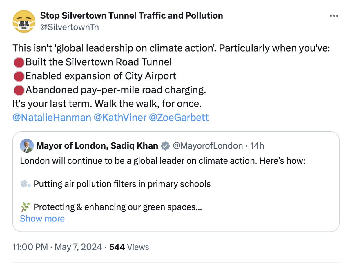 Great thread. But one key factor here is journalists who fail to report when politicians pretend to take climate action, but fail to do so. In the recent election, not one mainstream outlet called 'climate activist' Mr Khan out on his failures on climate policy. @NatalieHanman
