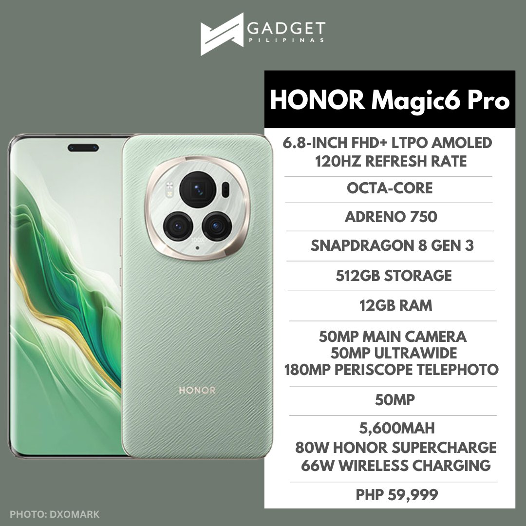 The #HONORMagic6Pro has officially made its debut in the Philippines and is now available for pre-order. Check out its full specifications and local pricing. #MagicAICameraPhone

Read more here: gadgetpilipinas.net/2024/05/honor-…