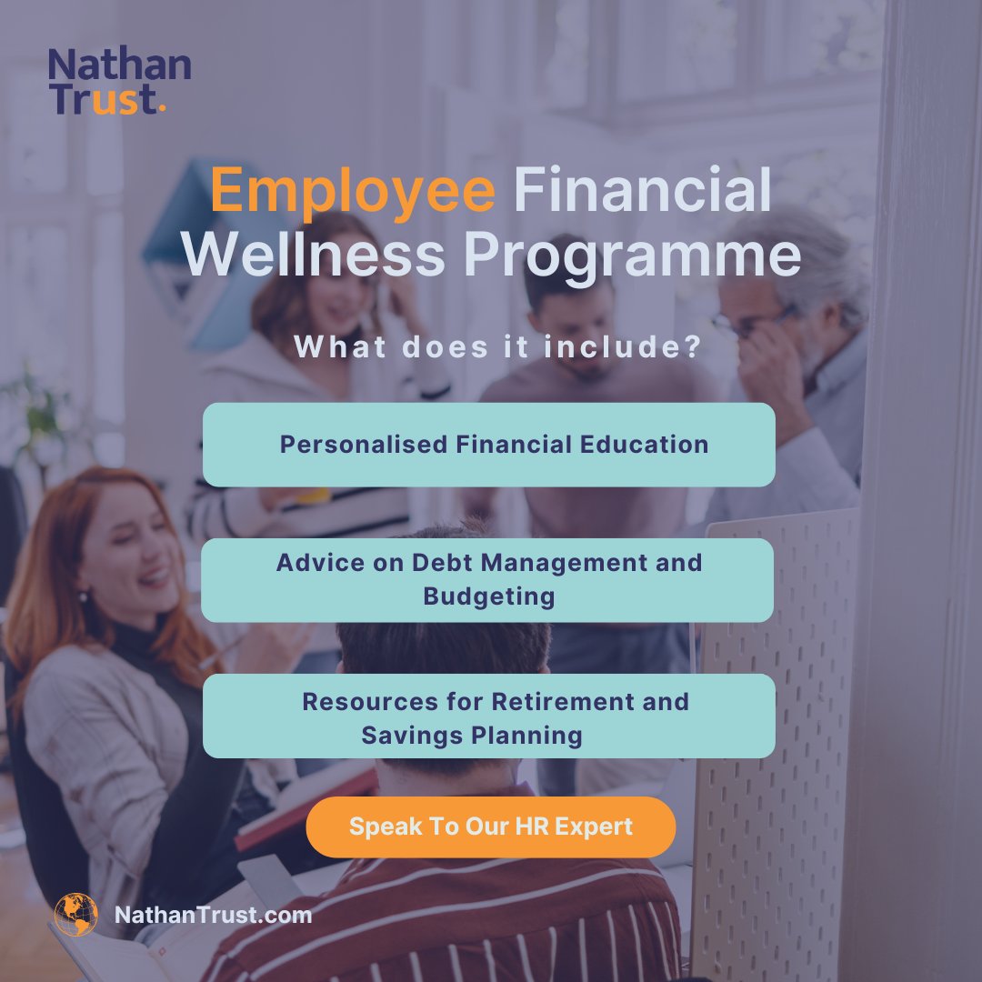 Empower your workforce and drive success with our personalised Employee Financial Wellness Programmes🔓

Visit the link in bio for more information: hubs.la/Q02vGlkN0

#EmpowerYourWorkforce #FinancialStability #OrganisationalSuccess #EmployeeWellness #NathanTrust #TrustUs
