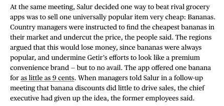 For Nazim Salur, it’s the end of a nearly decade-long dream to build a global delivery powerhouse out of Turkey bloomberg.com/news/articles/… A err bananas ancedote from the quick commerce wars...