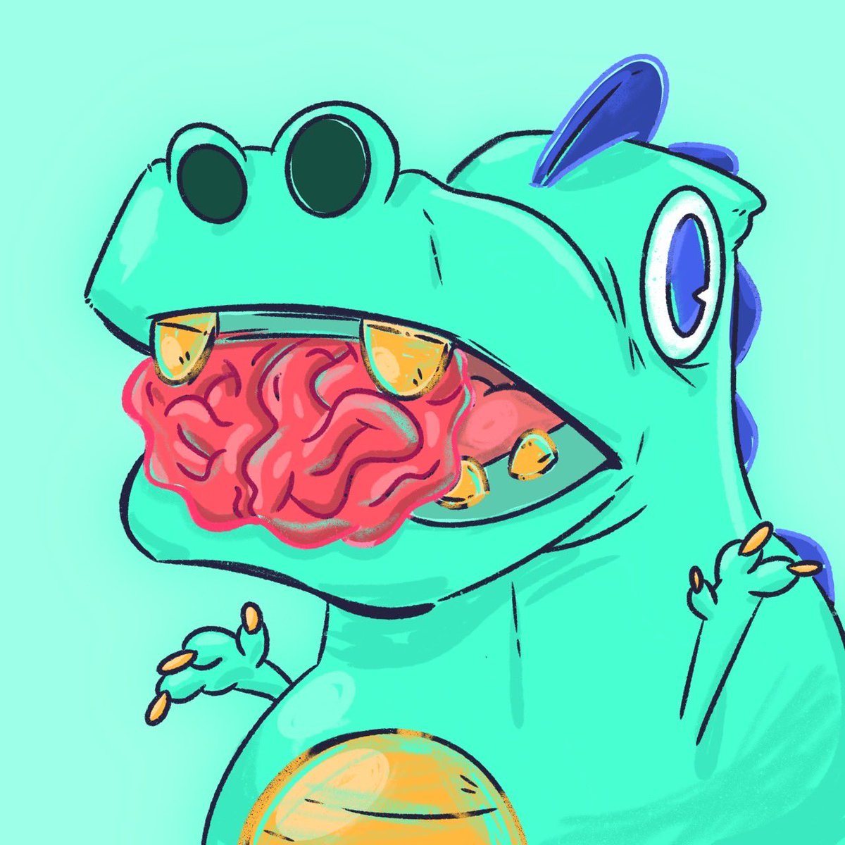 double_rei507's tweet photo. 誕生日にデザイナーさんに描いてもらった怪獣！people1の「怪獣」をコンセプトに作ってもらいました！！

テーマは、「いろんな人間の脳みそ（思考）を喰う怪獣」。

そうなれるように頑張る...！ https://t.co/qZoxvK1NYr
