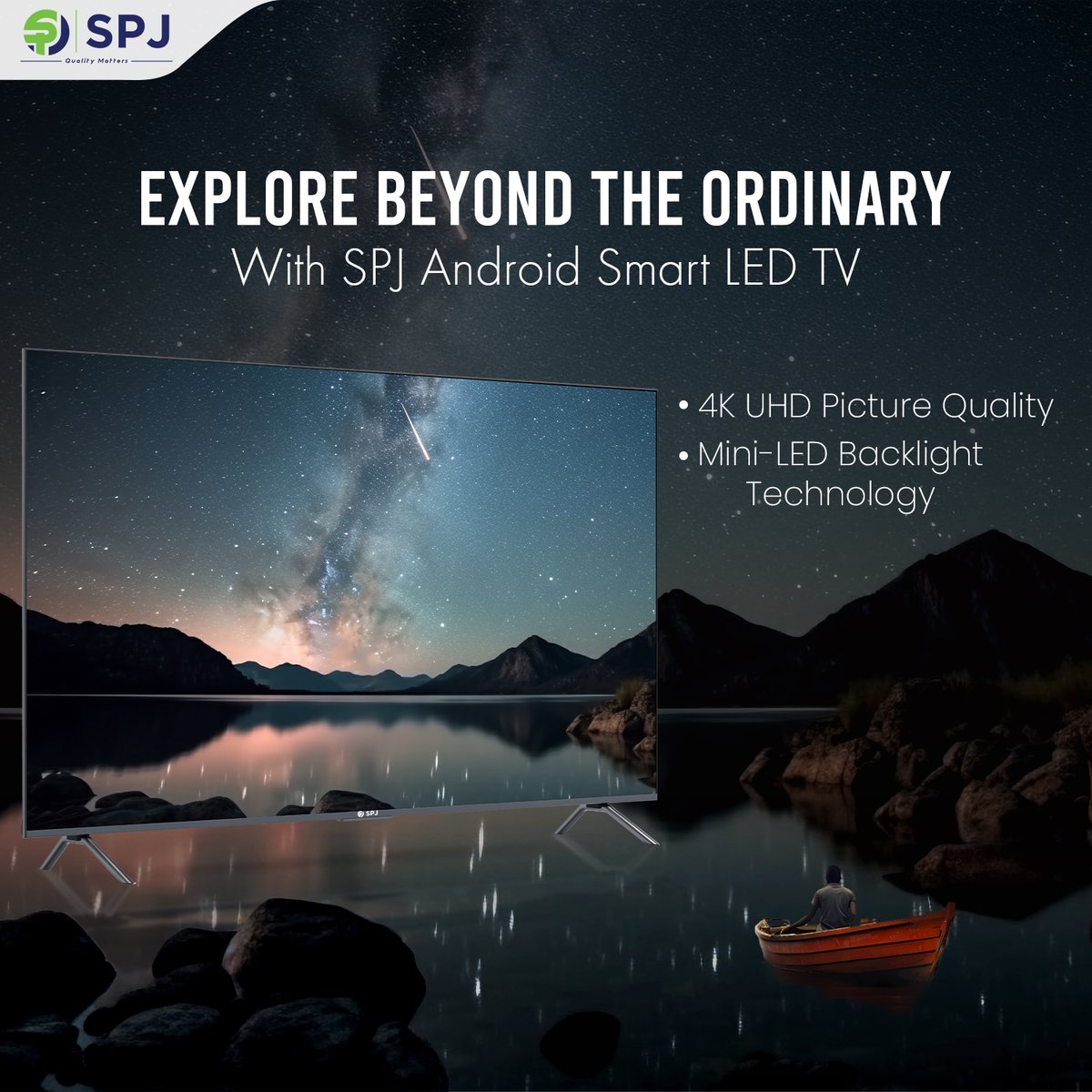 SPJ LED TV : Explore beyond Boundaries, Unlock new horizons of Entertainment. 
.
.
.
#spj #spjelectronics #electronics #Flysafair #MetGala #themommyclub #CRYMUN #GeorgeBuildingCollapse #Modi4APDevelopment #loadshedding