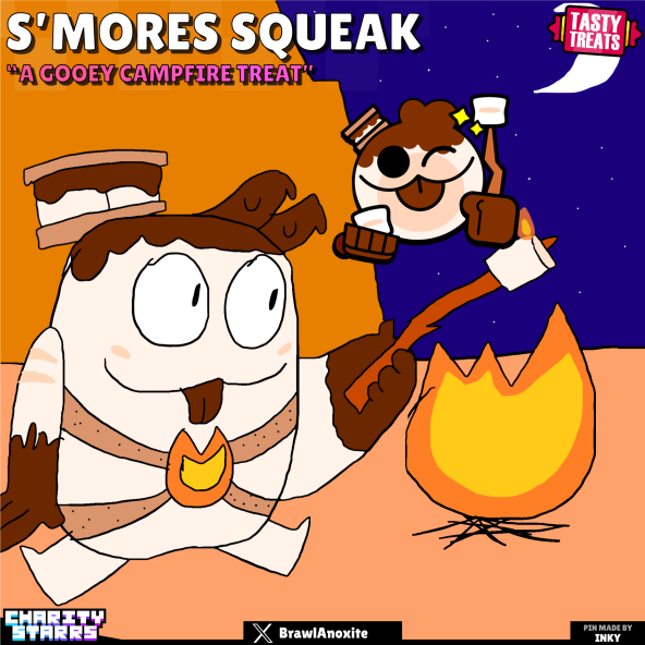 He's sweet, he's soft, he's squishy, but be careful to not let him near any campfires cause he might char himself. He's S'mores Squeak, my submission for #charitystarrs #tastytreats24