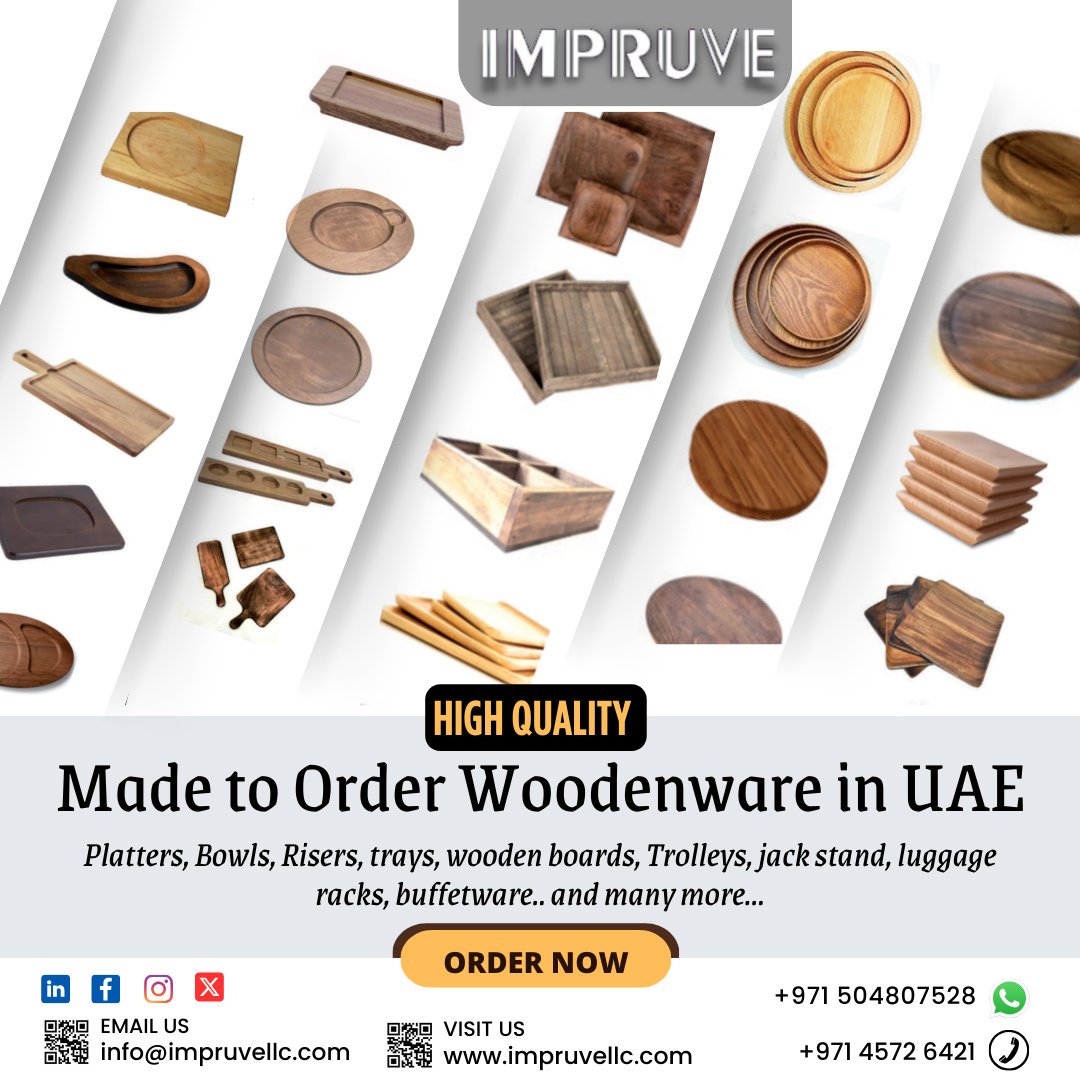 Elevate your dining to art with Impruve LLC finest woodenware. Custom-crafted platters, bowls, trays, and more await your touch.

🌐 impruvellc.com

#impruvellc #woodenware #woodcrafts #bespoke #handcrafted #wooden #uaecrafted #uaewoodenware #dubai #uae