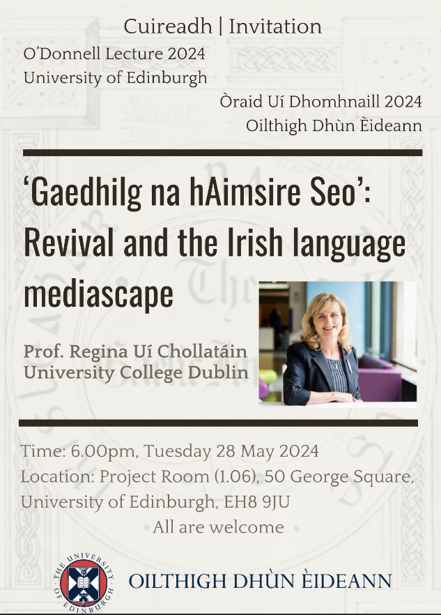 Òraid Uí Dhomhnaill 2024, 28.05.2024, leis an Àrd Ollamh Regina Uí Chollatáin bho @ucddublin.