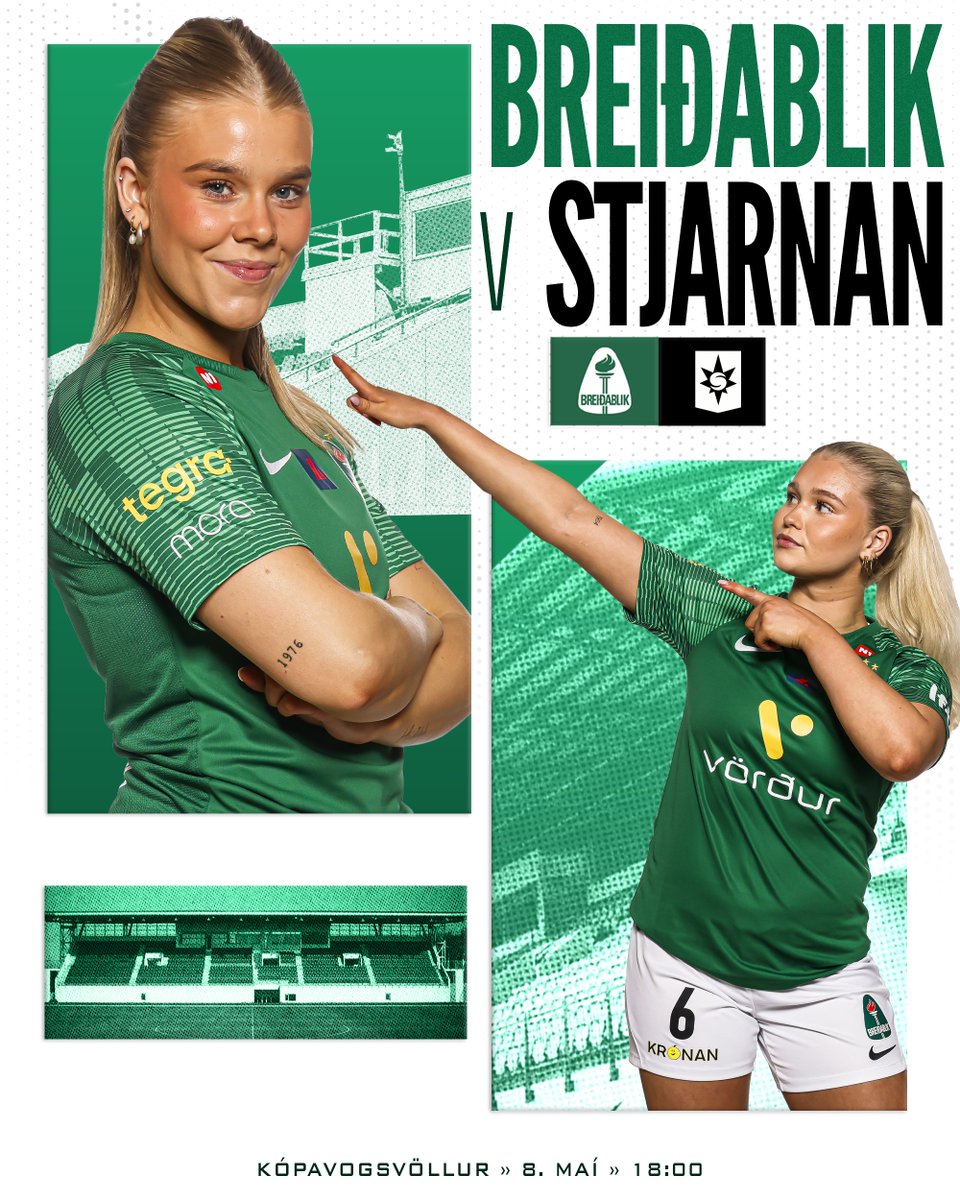 ⚽️LEIKDAGUR⚽️ Nágrannaslagur, mætum og styðjum stelpurnar👏💚 🟢 Breiðablik - Stjarnan 🏆 Besta deildin 📍 Kópavogsvöllur 📅 8. maí ⏱ 18:00 📲Miðar: stubb.is/events/y6kz8o #eittfyrirklúbbinn 📷 Halldór Halldórsson