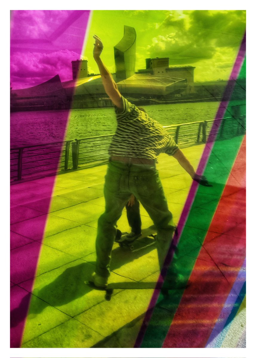 #Alphabetchallenge #WeekS
Skateboarder and Stripes at Salford Quays