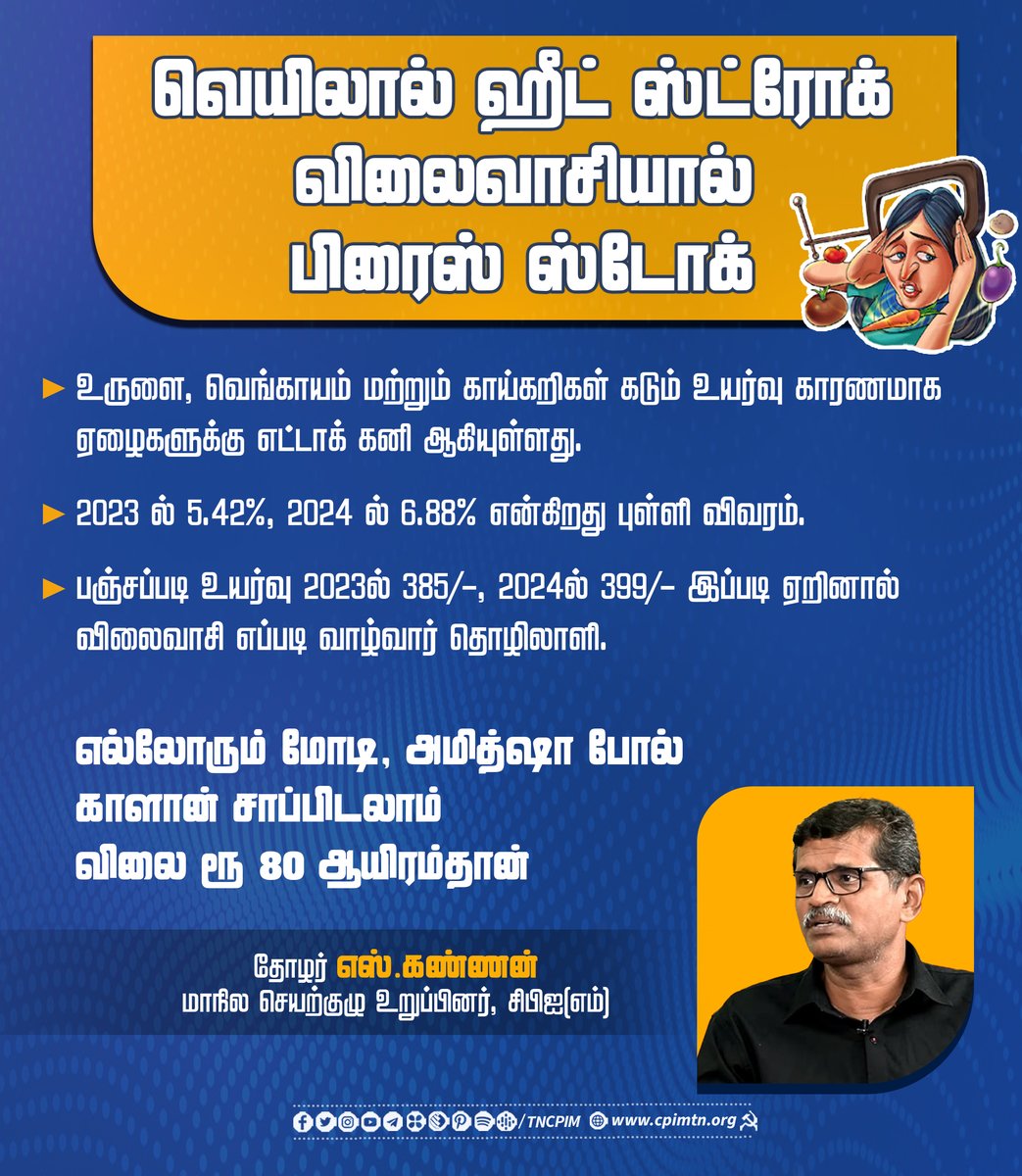 வெயிலால் ஹீட் ஸ்ட்ரோக், விலைவாசியால் பிரைஸ் ஸ்டோக். - தோழர் @prekan07 மாநில செயற்க்குழு உறுப்பினர் #CPIM #PriceHike #BJPFails #ModiFails