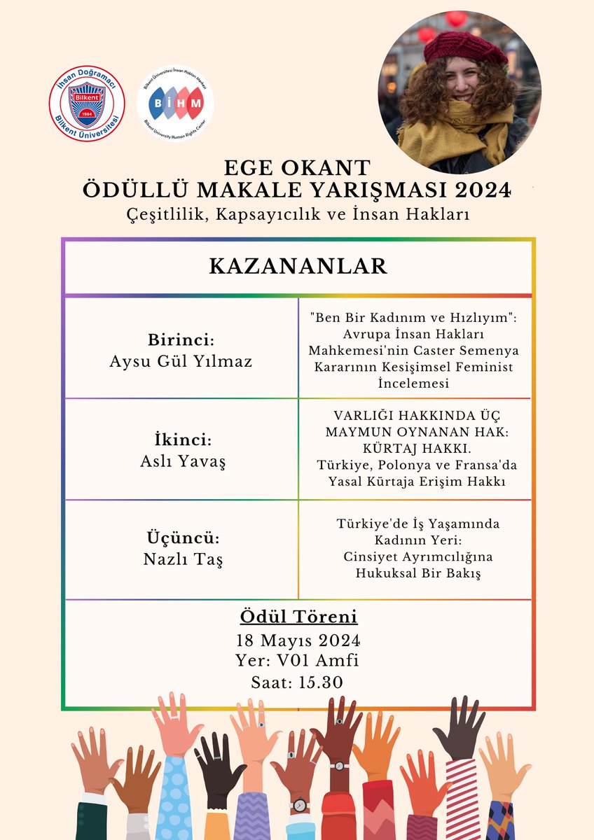 ihm_bilkent's tweet photo. 6 Şubat 2023’teki depremde hayatını kaybeden değerli mezunumuz Ege Okant anısına düzenlenen makale yarışmasında sonuçlar açıklanmıştır. Kazananları tebrik ederiz.

Ödül töreni 18 Mayıs 2024’te Bilkent Üniversitesi V01 Amfi’de gerçekleştirilecektir. Katılım herkese açıktır. https://t.co/sXiXP5dLxa