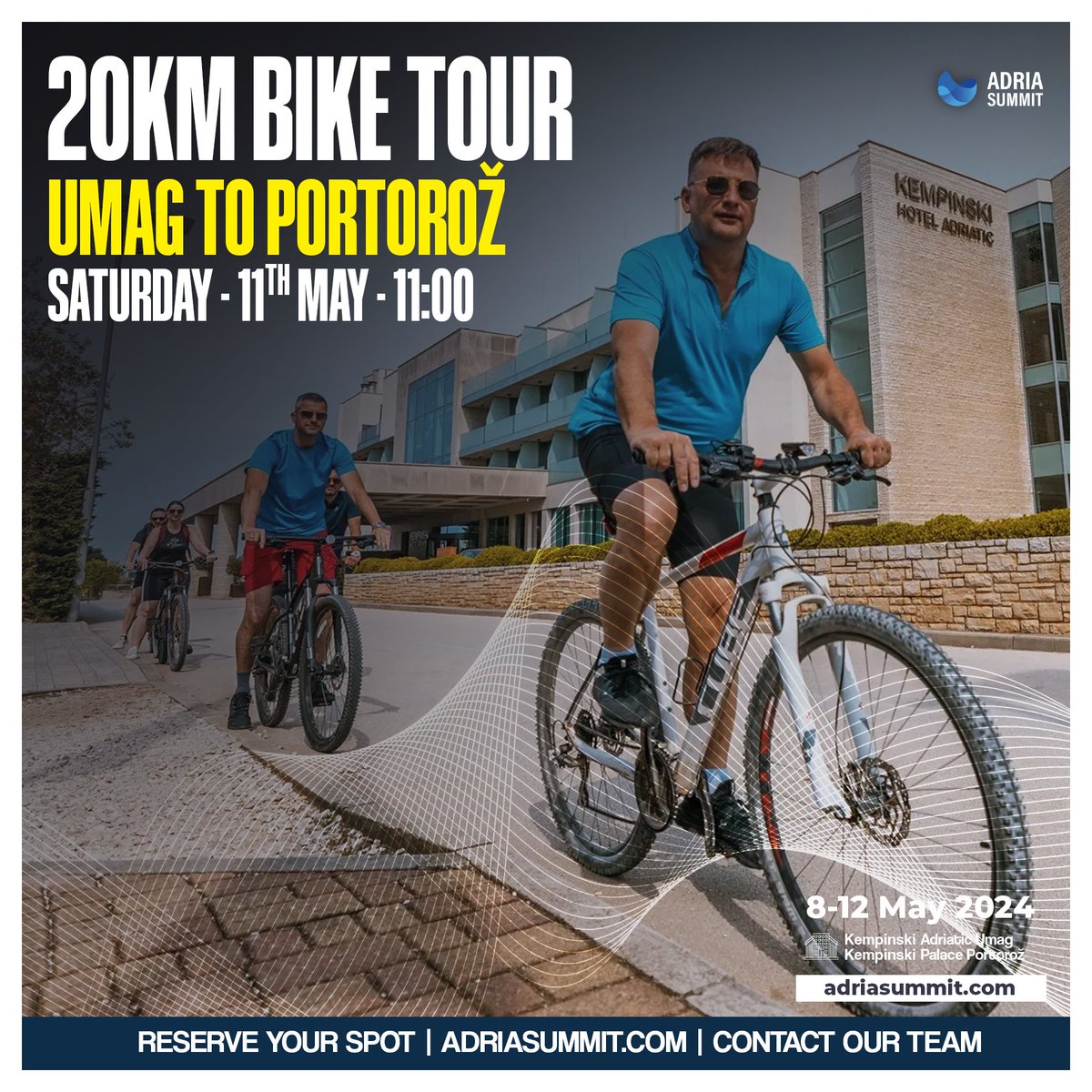 20KM BIKE TOUR 🚴🚴‍♀️
Umag to Portorož

📅 Satarday - 11th May
⏰ 11:00

See more: adriasummit.com/program/