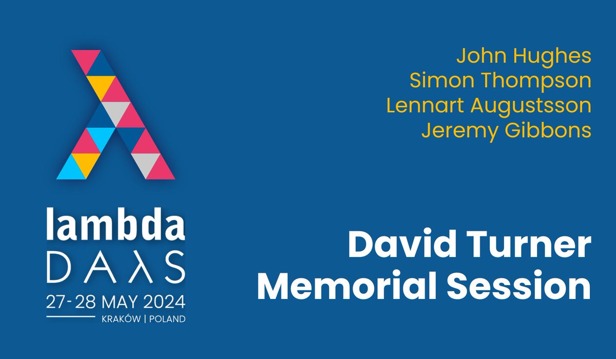 Late last year, David Turner, a giant of our field and regular Lambda Days participant, passed away unexpectedly. Many may remember chatting to him in the coffee breaks - he was one of the nicest people you could hope to meet.

David was an advocate of functional programming back