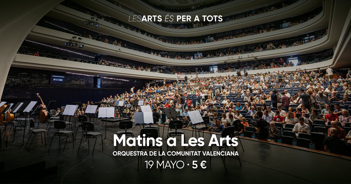 🟠#LesArtsÉsPerATots Disfruta de l'últim 'matins' de la temporada al costat dels músics de l'Orquestra de la Comunitat Valenciana.

Últimes entrades per només 5 €! 🤩 rb.gy/fvz3kw 

#LesArts #Valencia