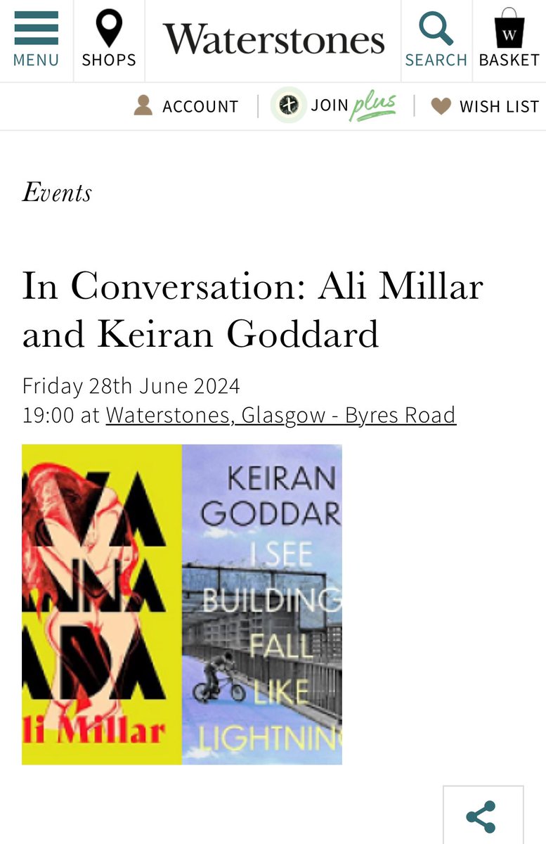 🚨 GLASGOW 🏴󠁧󠁢󠁳󠁣󠁴󠁿 Me and @ali_l_millar are coming to talk about 👁️🌊🌆📉⚡️ and Ava, Anna, Ada. Friday 28 June - @WaterstonesBYR Event link and tickets waterstones.com/events/in-conv…