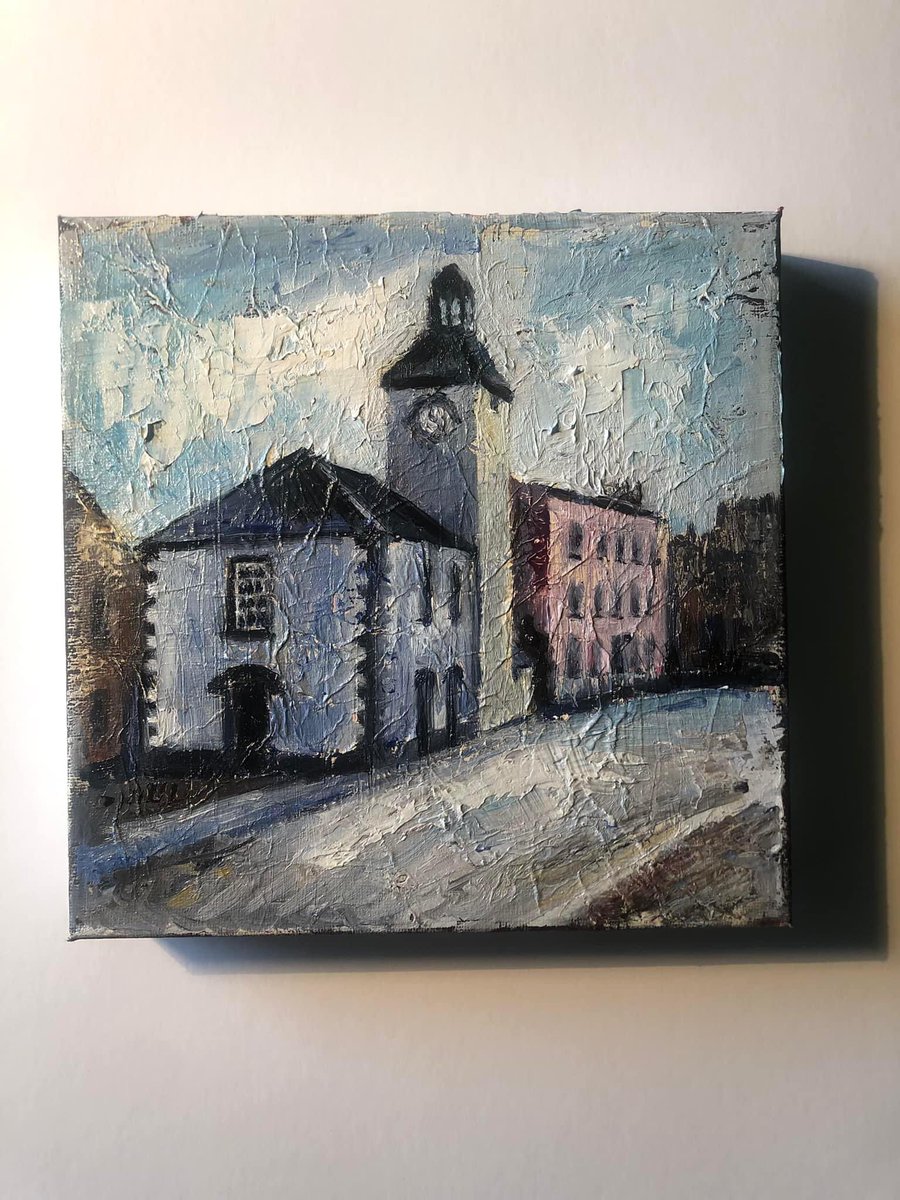 Painted this little oil study of #Laugharne town clock a year ago today 🖌️

#art #Welshart