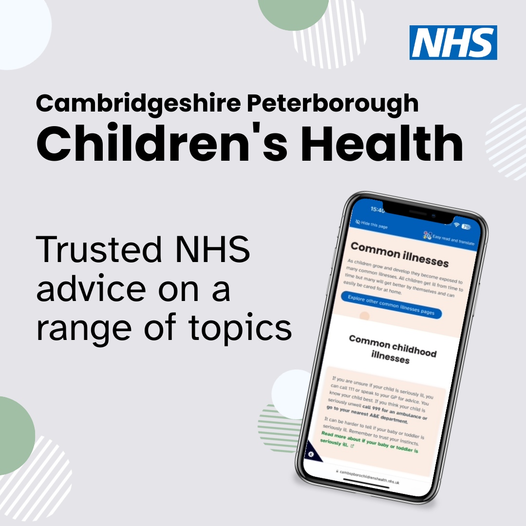 Professionals have you seen the new Cambridgeshire Peterborough Children’s Health platform? Easy to access from a phone, tablet or laptop. Information can be translated, downloaded and adapted to suit a family’s reading needs. Visit cambspborochildrenshealth.nhs.uk 💻📱 #ChildrensHealth