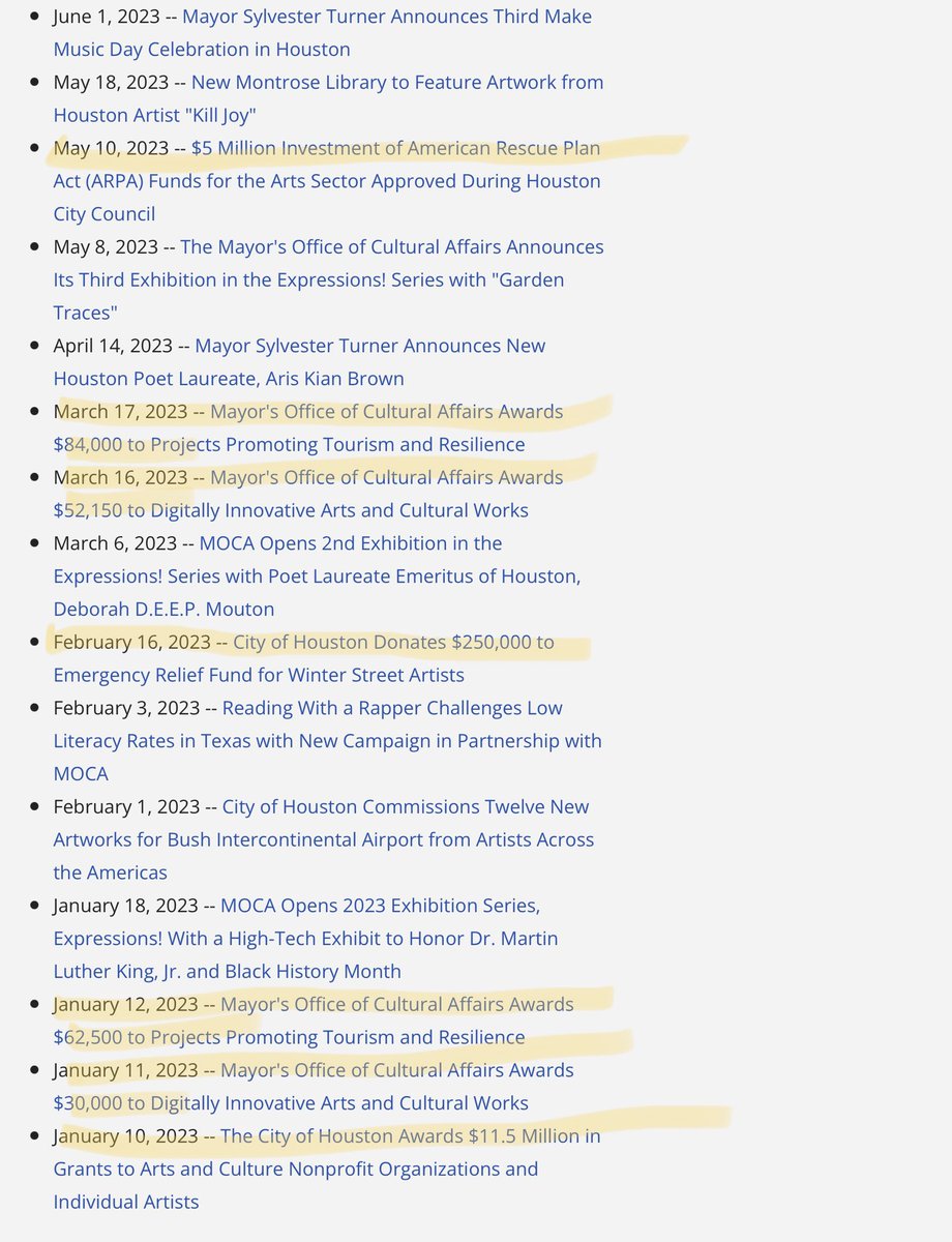 Sylvester Turner spent $35.6M on murals & cultural affairs in 2023. $13.5M was awarded during his final week in office.