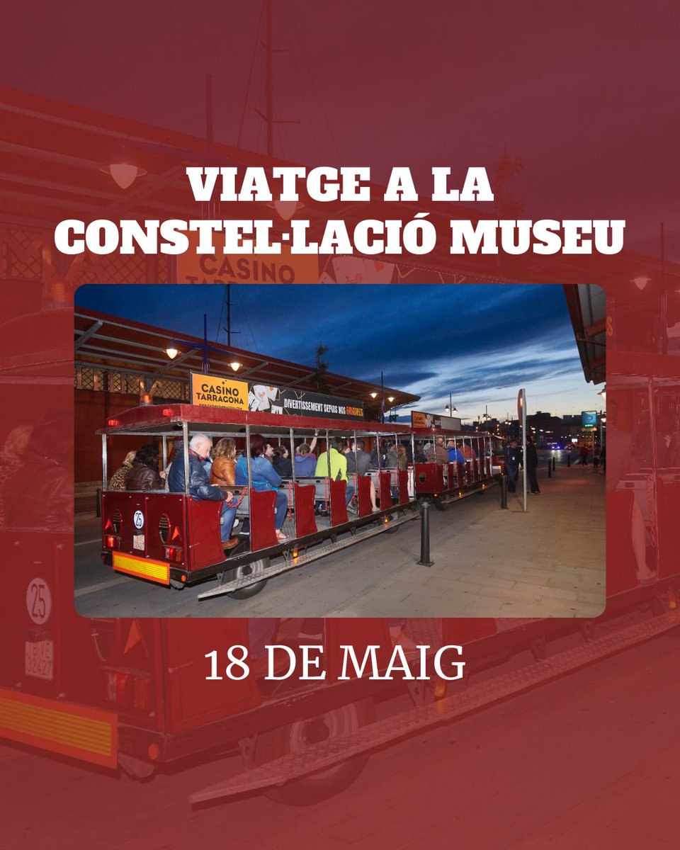 TARRACO VIVA 2024 🌊 #DIM24 Viatge a la Constel·lació Museu🌙🚟 Vols recórrer els museus i centres culturals de Tarragona a bord del trenet turístic? 🗓️ 18 de maig de 2024 ⏰ Sortides a les 17.30 h, 18 h, 20.30 h i 21 h. 🎟️ mnat.cat/activitats/115…