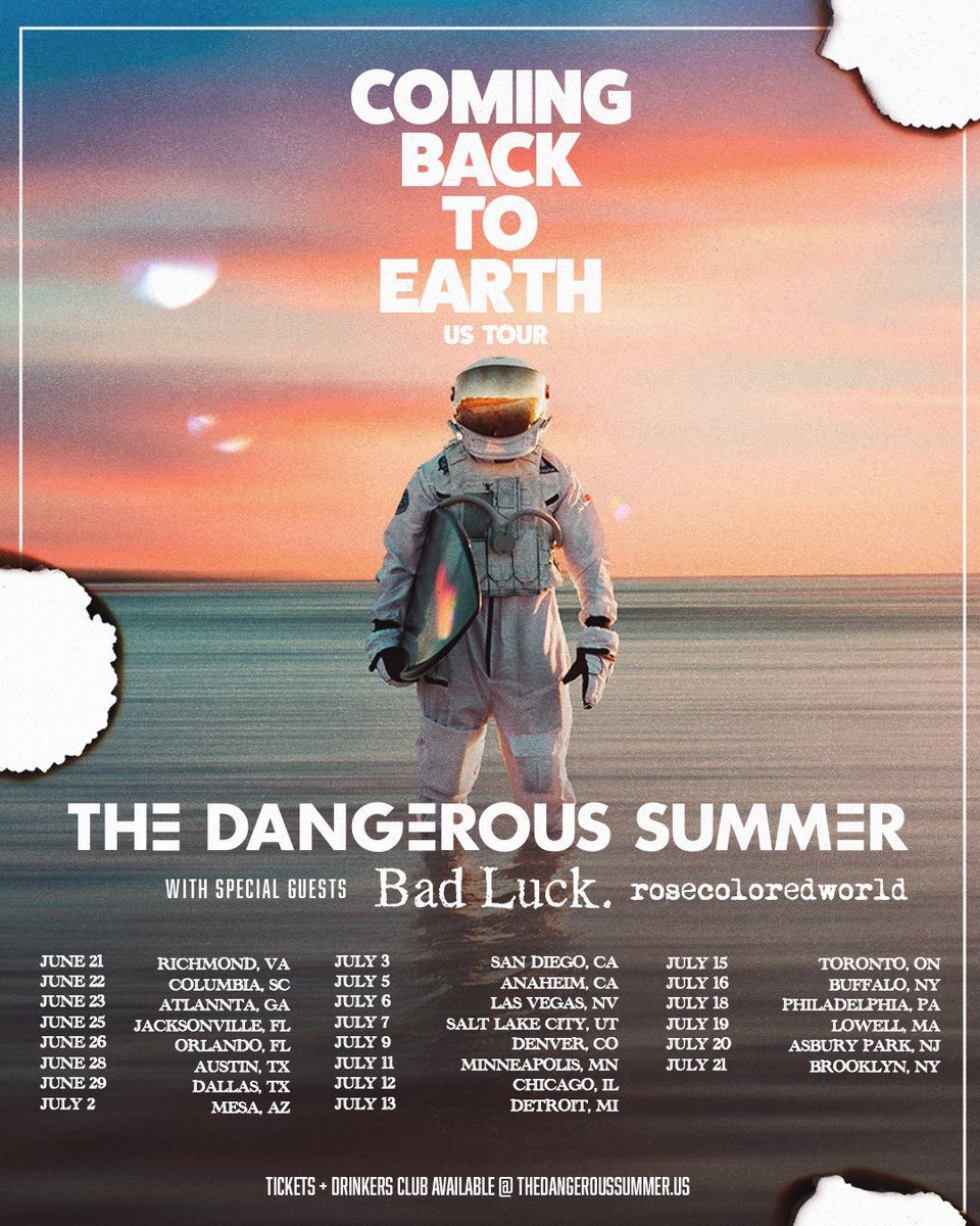 Don’t miss @thercwofficial on the Coming Back to Earth tour with @dangeroussummer & @badlucknyc this June-July 🚀