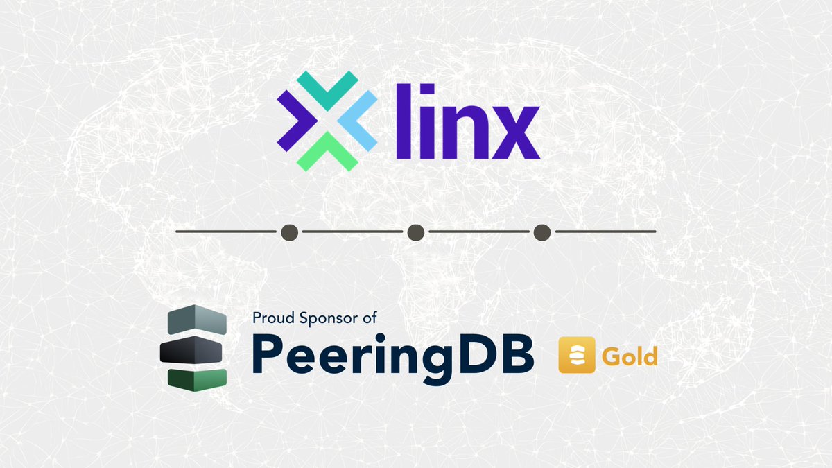 We are proud Gold Sponsors of @PeeringDB - an amazing community driven tool that is crucial for networks to keep updated when wanting to #peer at Internet Exchange Points (IXPs) like LINX. peeringdb.com/org/791 #PeeringandMore