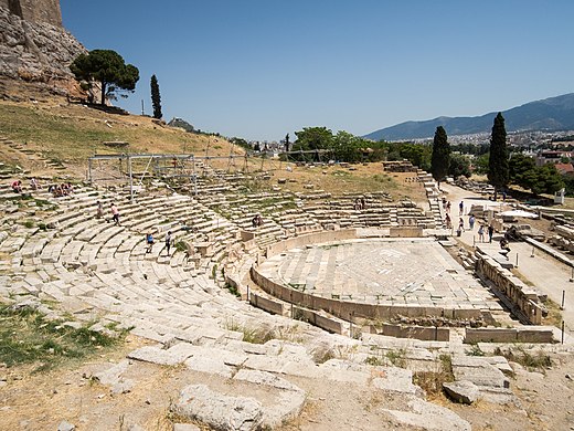 23. Theatre of Dionysus, Greece The Theatre of Dionysus in Athens is considered the first theatre ever built. Dating back to the 6th century B.C., it was dedicated to Dionysus, the god of plays and wine.