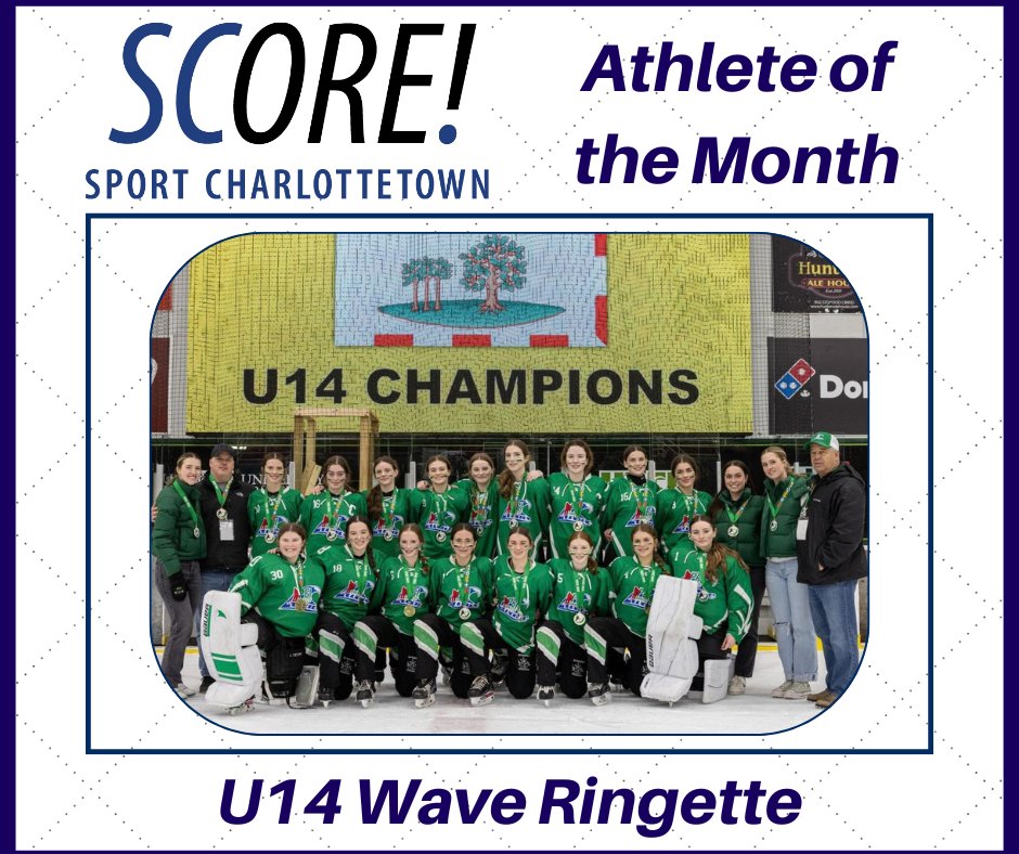 Congratulations to the April SCORE! of the month winner - U14 Wave Ringette! This team recently competed at the Eastern Canadian Championships, winning the gold medal! PEI's first ever gold in the U14 age category! Thank you SCORE! Past winners: sportpei.pe.ca/score-of-the-m…