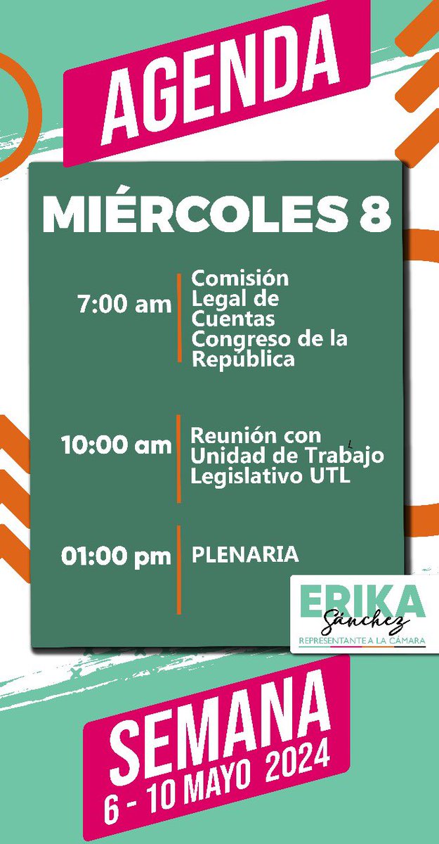 🗓MI AGENDA DE MIÉRCOLES En desarrollo de mis labores como representante a la Cámara por Santander. 👏#TrabajandoPorSantander y por el Futuro de Colombia.