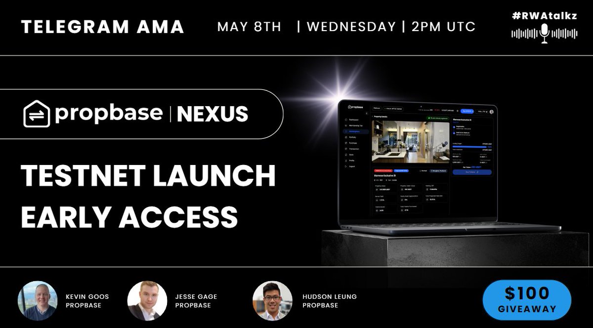 After the successful launch of #Propbase YIELD in March, join us for an exclusive discussion on our flagship product #Propbase NEXUS on Testnet! 

A real estate investment marketplace 🔥🔥🔥

Key Topics:

🔷Propbase NEXUS Testnet
🔷Early Access
🔷Flawless Roadmap Execution…