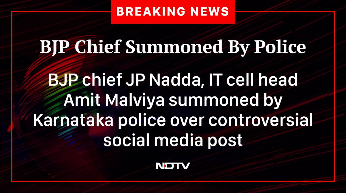 Cracking down on controversial messaging in the election season, the #Karnataka Police has issued a notice to BJP chief JP Nadda and IT cell head Amit Malviya over a post on X put by the party's state unit. A first information report (#FIR) had been registered at the High…