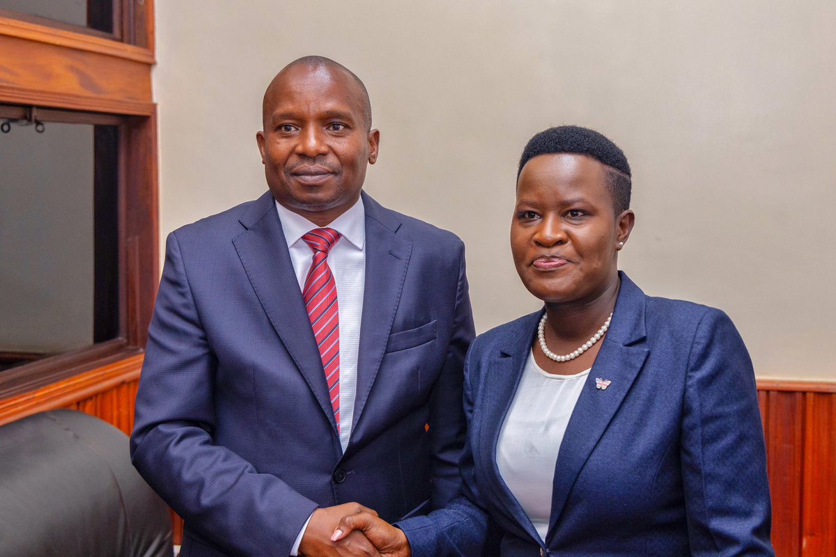 Cabinet Secretary for Interior and National Administration Prof Kithure Kindiki with Senator @OkenyuriEsther when the CS appeared for questions at the Senate.