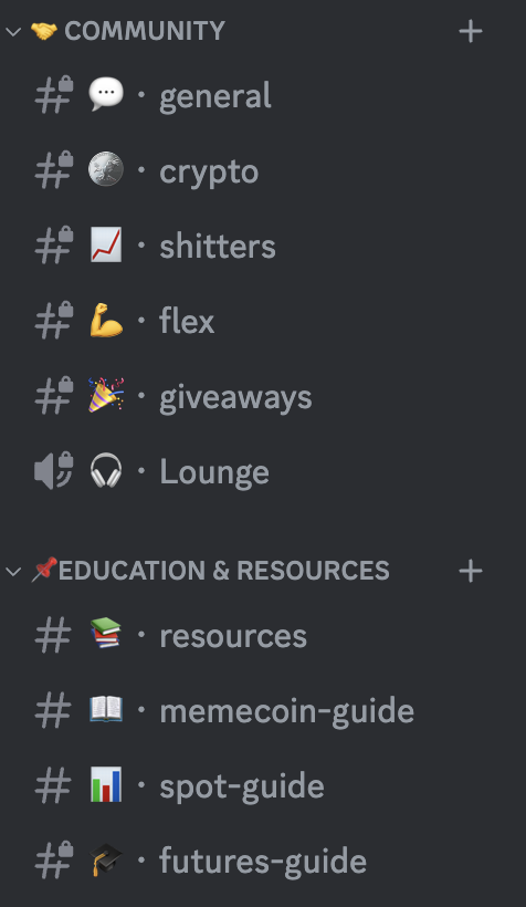 Preview of some of the channels for the upcoming inner circle group. 

Going to be doing live-trading, access to my wallets, team of other traders, pumpfun calls, long term generational plays and airdrops just to name a few.

Only place to become a beast in these markets...