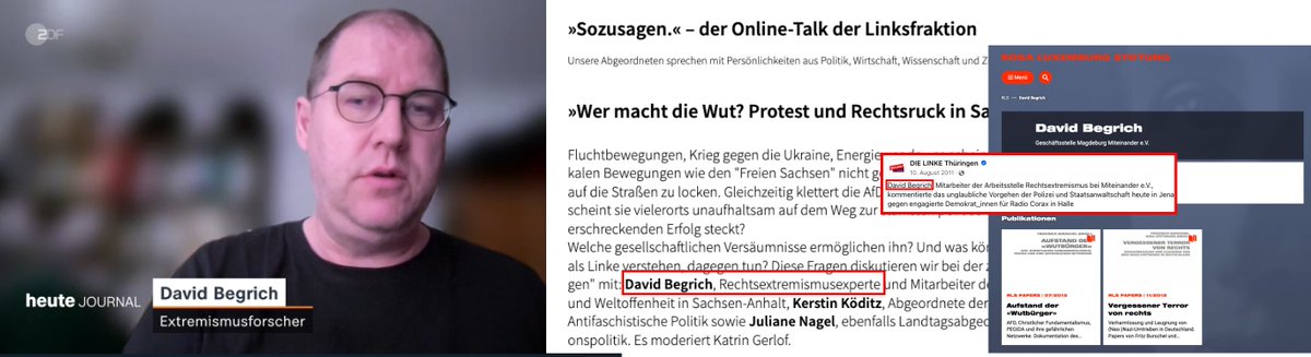 Der vom ZDF interviewte 'Extremismusforscher' zu rechter Gewalt ist auch für die Rosa-Luxemburg-Stiftung der Linken tätig.

#OERR #ausGEZahlt