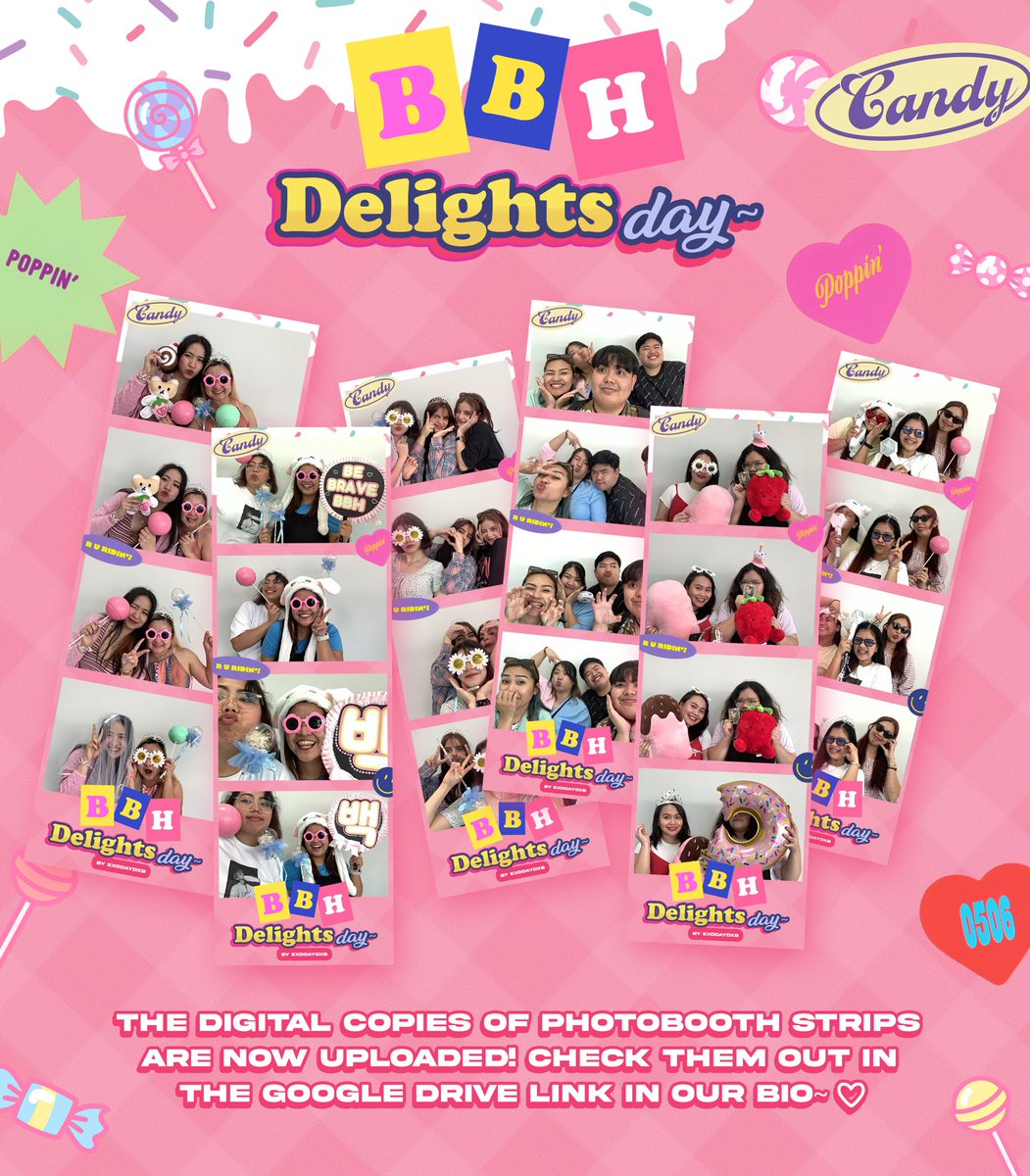 We hope everyone enjoyed using our photobooth area from #BBHDelightsDay! 📸🍬

As mentioned in the photobooth guidelines at the event, we've uploaded digital copies of your shots to the Google Drive link in our bio! 🔗

Feel free to DM us with any requests to remove photos! 📩