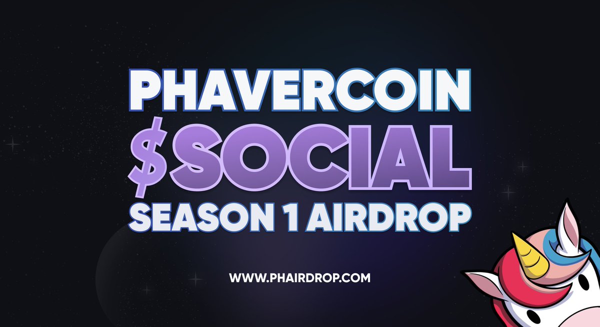 It’s #phairdrop time! 🪂🦄 Introducing Season 1 criteria for Phavercoin $SOCIAL with up to 1:1 Points to Tokens ratio. Check your allocation at phairdrop.com and learn how to still earn before the snapshot. 📸👀 

Read below for more updates 👇 (1/3)