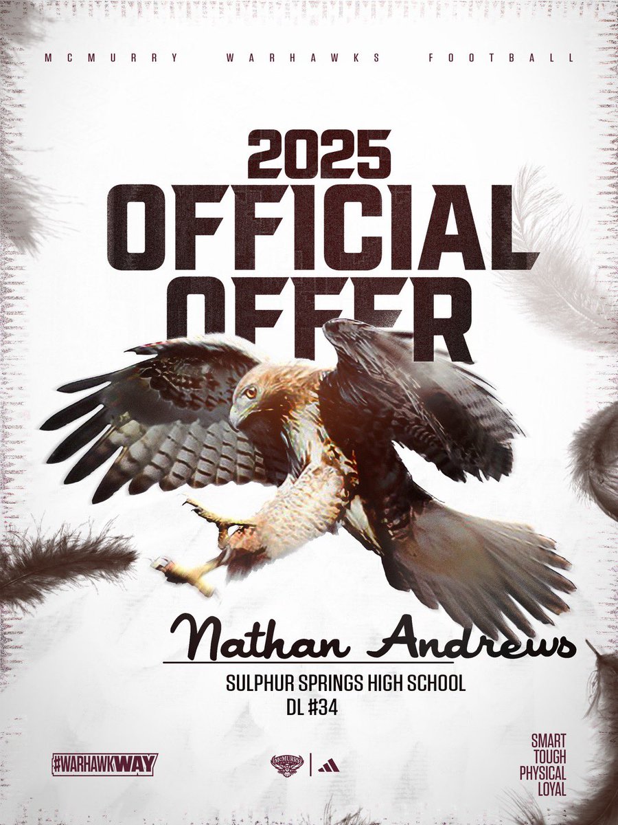I’m very Blessed and grateful to receive my second offer from <a href="/McMURRYFOOTBALL/">McMURRY FOOTBALL</a> a huge thank you to <a href="/Coachbfaircloth/">Coach Faircloth</a> <a href="/coachmedlock7/">Coach Medlock</a> <a href="/CoachSnyde/">Will</a> #Decide2Fly