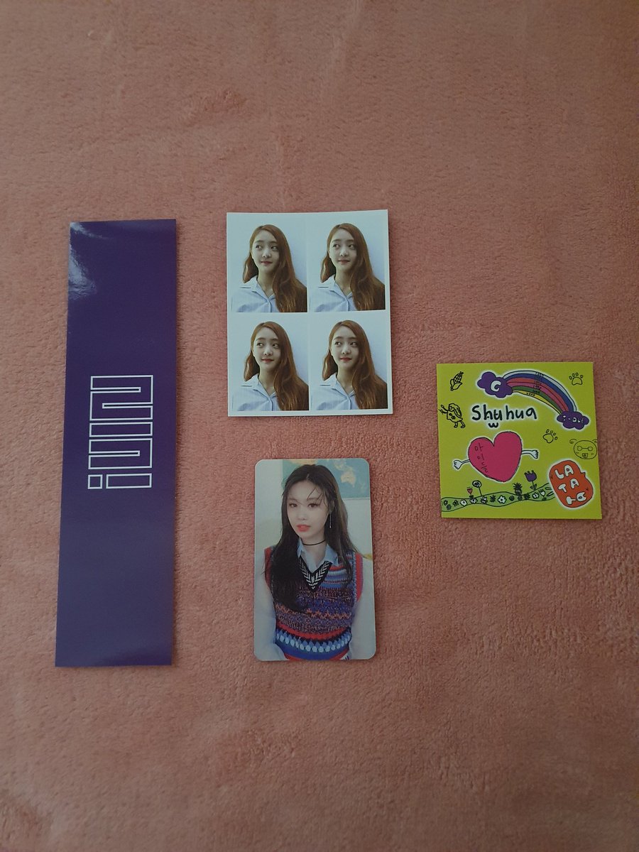 yuchained's tweet photo. (wts)

gidle i am album with all inclusions:

♡ 2 booklets
♡ MINNIE id photocard
♡ SOOJIN photocard
♡ SHUHUA sticker 
♡ logo sticker https://t.co/6RVKqRny7Y