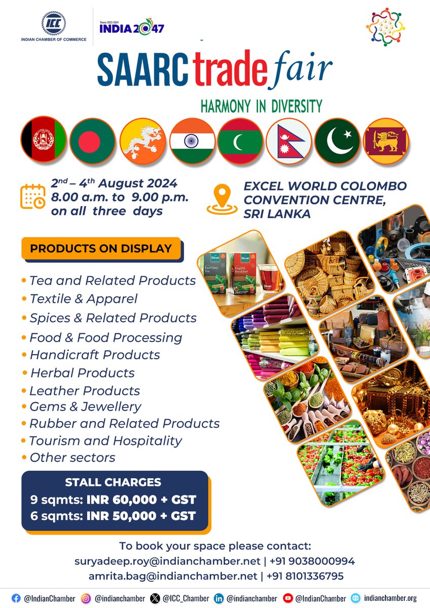 Join us at the SAARC Trade Fair for an unparalleled experience of cultural richness and economic collaboration. Discover the essence of Harmony in Diversity! Date: 2nd - 4th August, 2024 Time: 8.00 a.m. to 9.00 p.m. on all three days. Venue: EXCEL WORLD COLOMBO CONVENTION…