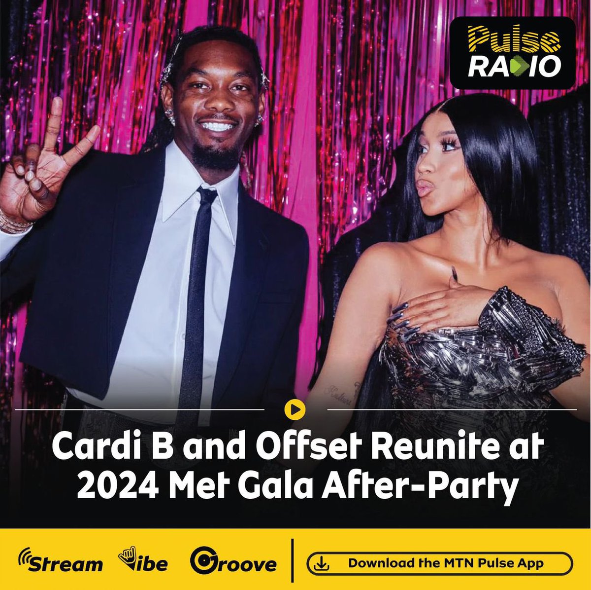 Cardi B and Offset attended the 2024 Met Gala after party together, just 5 months after their split. Do you think their romance near the point of rekindling? 

 #PulseRadioUG