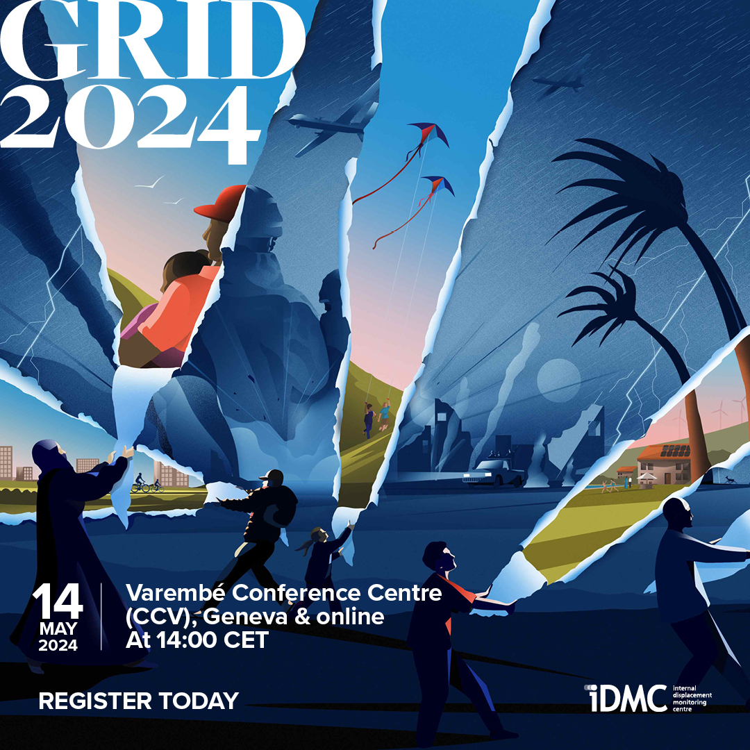 Have you registered for the launch of the #GRID2024 yet? On Tuesday, we'll present the latest global trends in internal displacement & discuss with leaders how we can achieve solutions for internally displaced people. Join us in Geneva or online👇 bit.ly/3VRR9E9