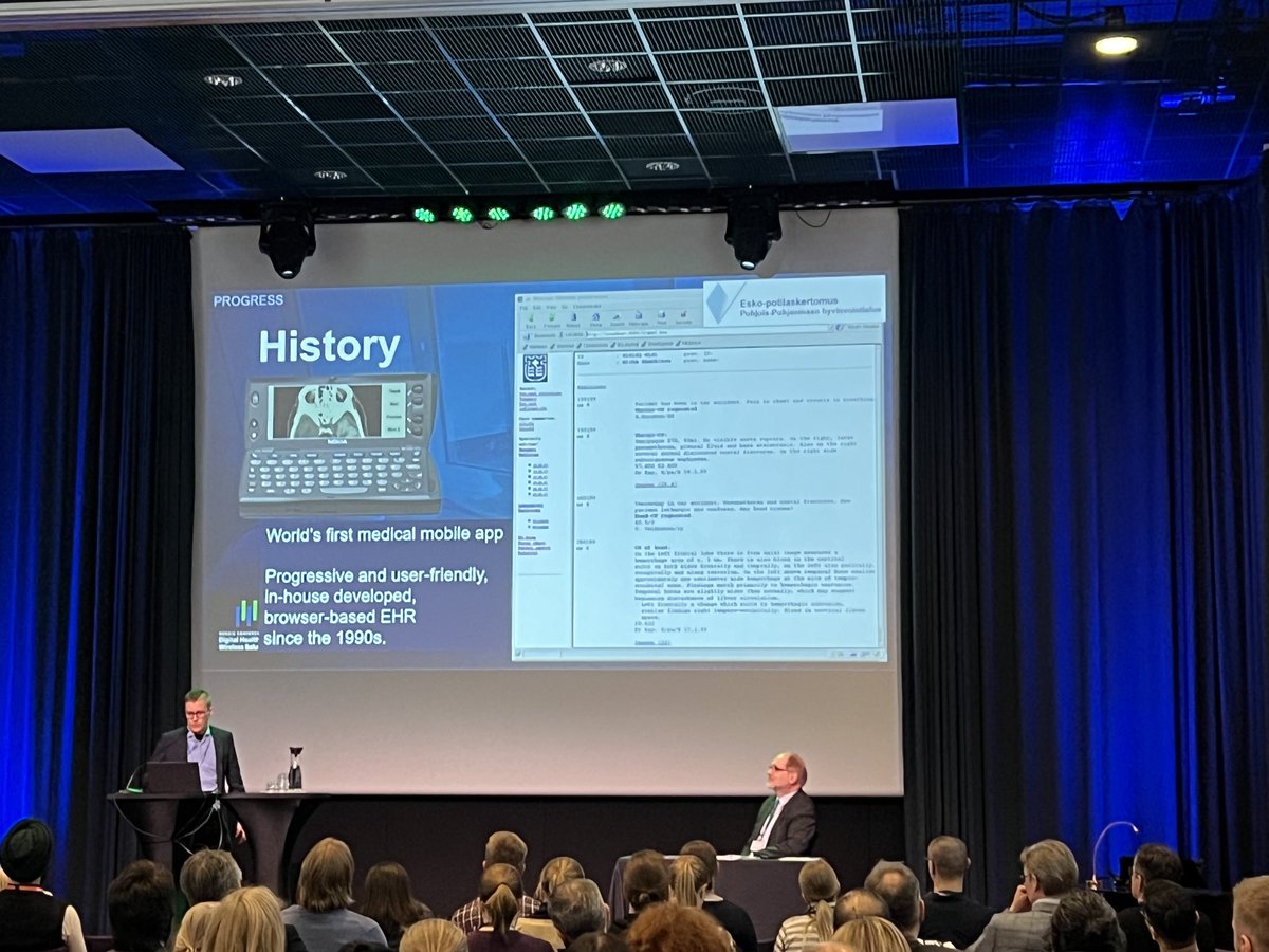 Pasi Eskola from ⁦⁦<a href="/Pohde_fi/">Pohjois-Pohjanmaan hyvinvointialue</a>⁩ at Nordic Conference on Digital Health and Wireless solutions.

#Esko, the best EHR in Finland. Not paid commercial.

#eHealth