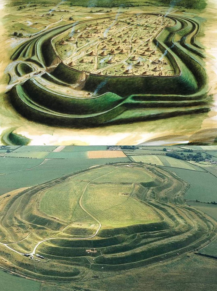 Then vs Now :

Maiden Castle, located near Dorchester in Dorset, England, Maiden Castle is one of the largest Iron Age hillforts in Europe. It was first built around 600 BC.

📷© HISTORIC ENGLAND (ILLUSTRATION BY PAUL BIRBECK)
📷 English Heritage

#drthehistories