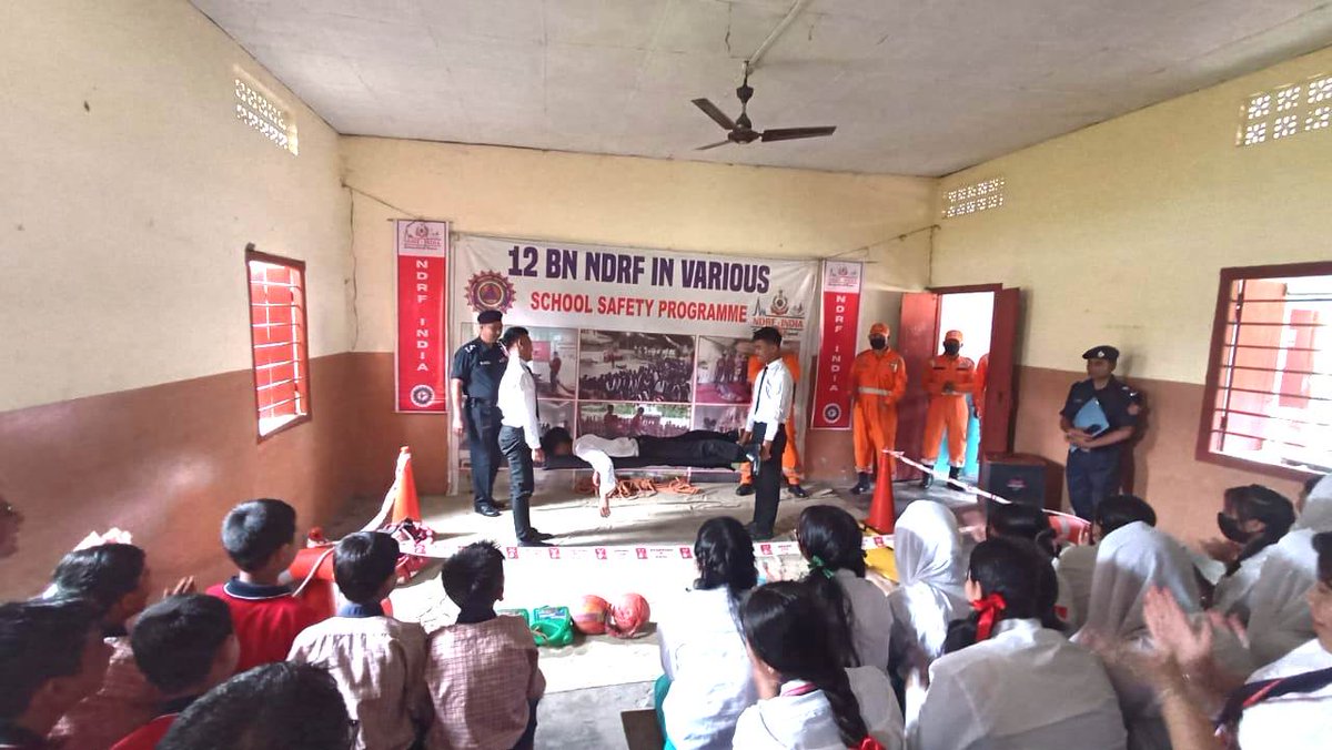#Knowledge #Awareness and #Preparedness #12NDRF conducted #SchoolSafety programme at  Ananda HS School #Imphal East #Manipur more than 221 students & teachers were benefitted with do’s and don’t during disaster.
