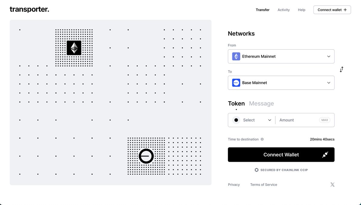 transport these tokens between @ethereum and @base with level-5 security:

◘ USDC
◘ LINK
◘ BETS
◘ DIP
◘ DPI
◘ MVI
◘ NUON
◘ stTAO
◘ suBTC
◘ suETH
◘ suUSD
◘ TRUF

app.transporter.io/?from=mainnet&…