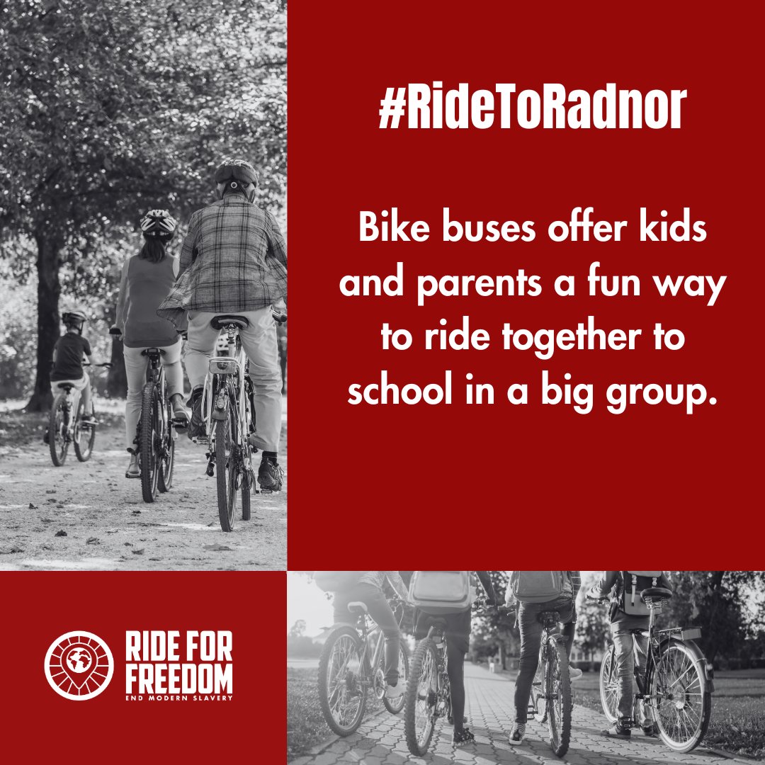 #RideForFreedom teams up with @RadnorCanton for our tour kickoff on Monday! @gordonmiller81 & @FfionJames97 join the pack on their Bike Bus initiative, promoting community cycling with discussions on modern slavery & environmental impact. Learn more: tinyurl.com/5n8kpe99