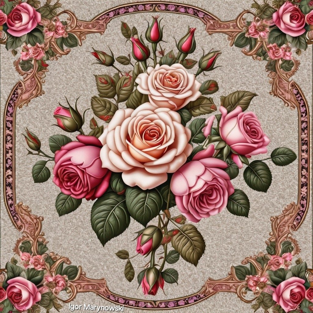 Square   Carpet Decal Design featuring beauty of roses. I was inspired  by floral beauty when I made the design.  I think such carpet can be good for living rooms. #Designers #homedecorideas